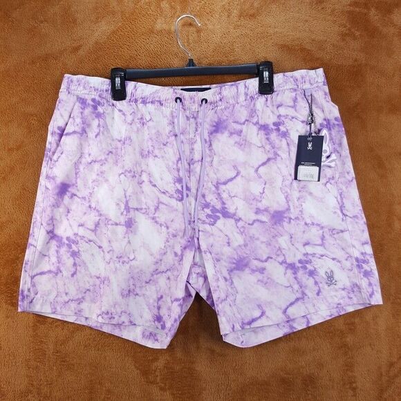 PSYCHO BUNNY Mens Swimwear XXL Purple Swim Trunks Hempstead Digital Lavender - Picture 1 of 11